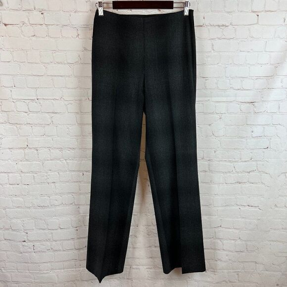 GUNEX virgin wool stretch check gray palazzo classic pants size 6 Italy - Picture 1 of 10